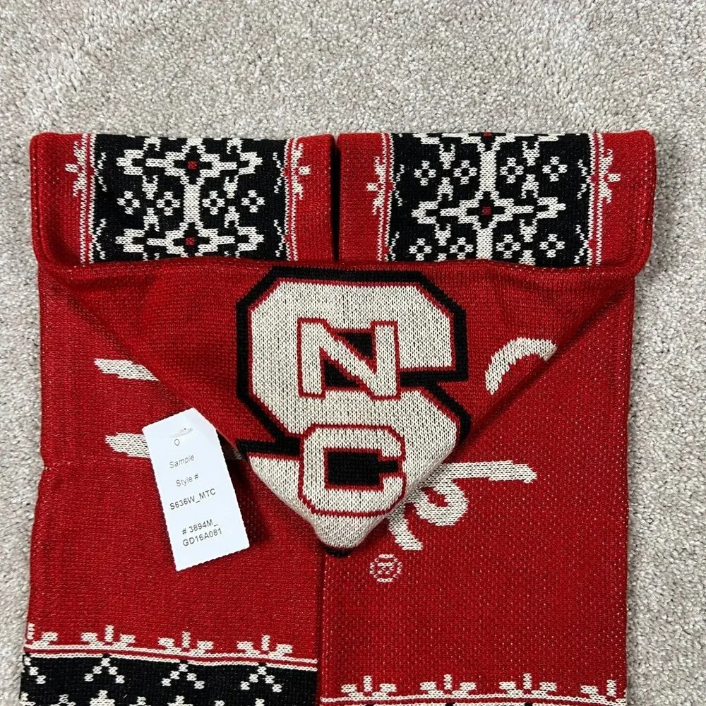 Adidas Unisex One Size Red Black NCAA North Carolina State Wolfpack Scarf‎ NWT